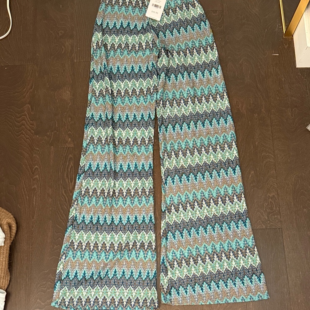 Multicolor Crochet Patterned Flare Pants